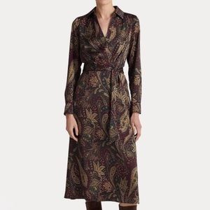 Lauren Ralph Lauren Paisley Charmeuse Midi Dress